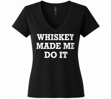 Load image into Gallery viewer, Whiskey Made Me Do It | Ladies V-Neck | Horse Soldier Bourbon
