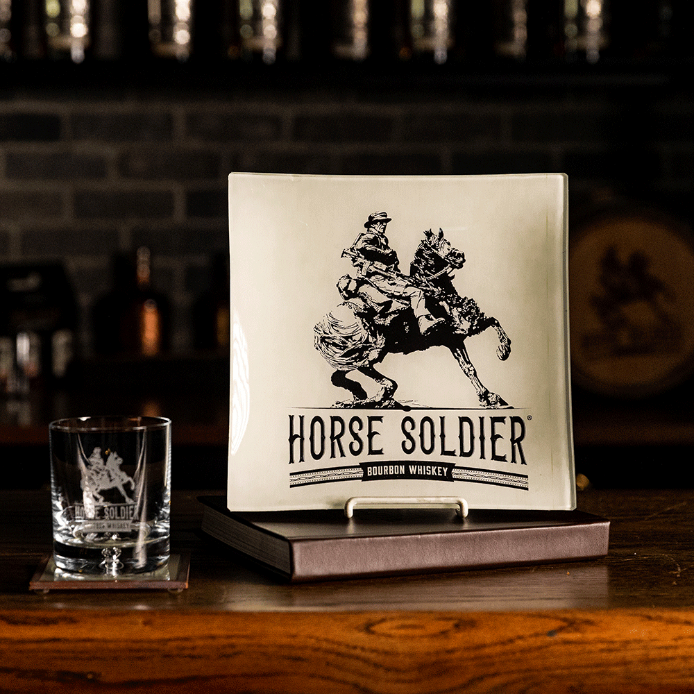 Horse Soldier Square Glass Plate